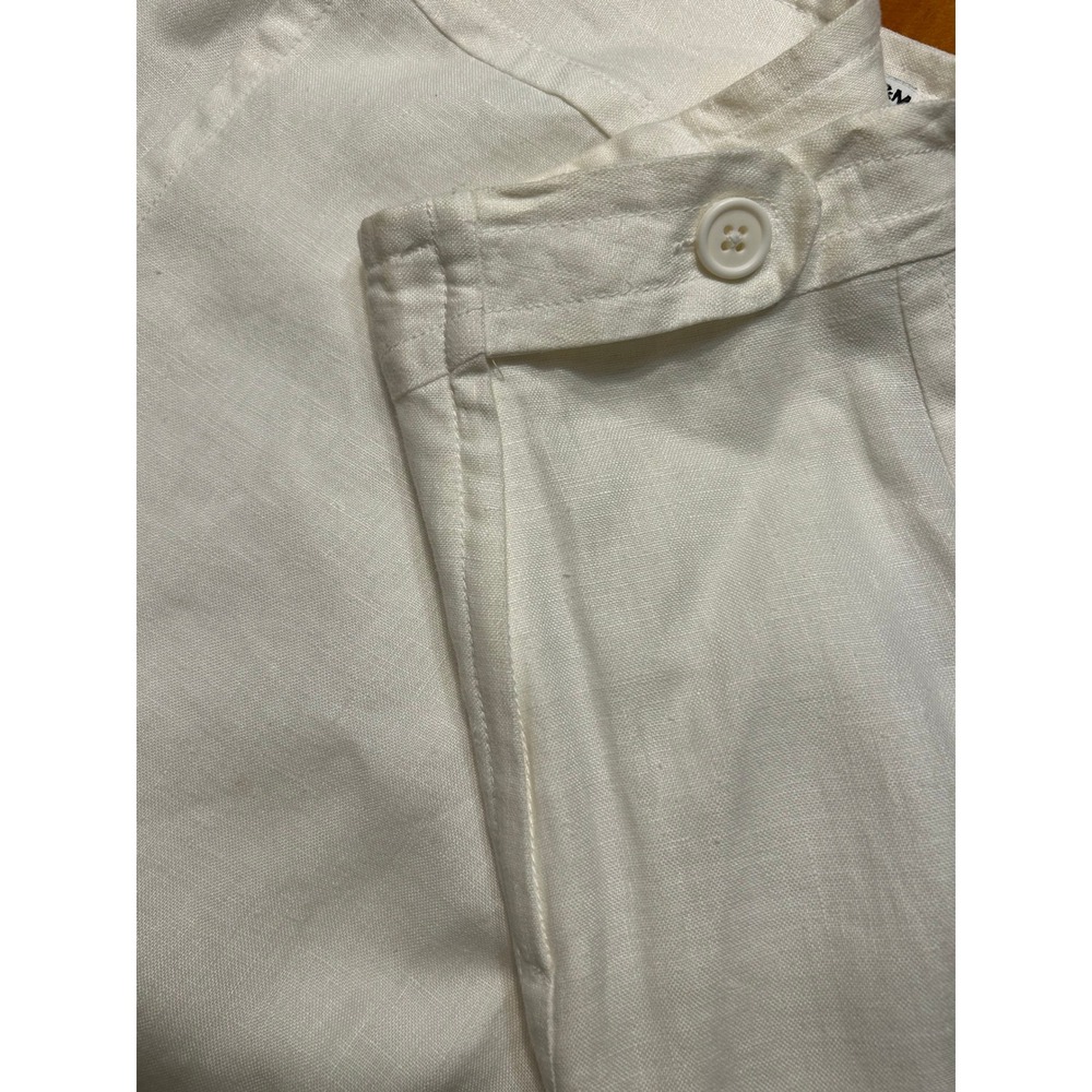H&M White 100% Linen Lagenlook Midi Skirt Size 14 A-Line Lined Summer Classic - Picture 10 of 16